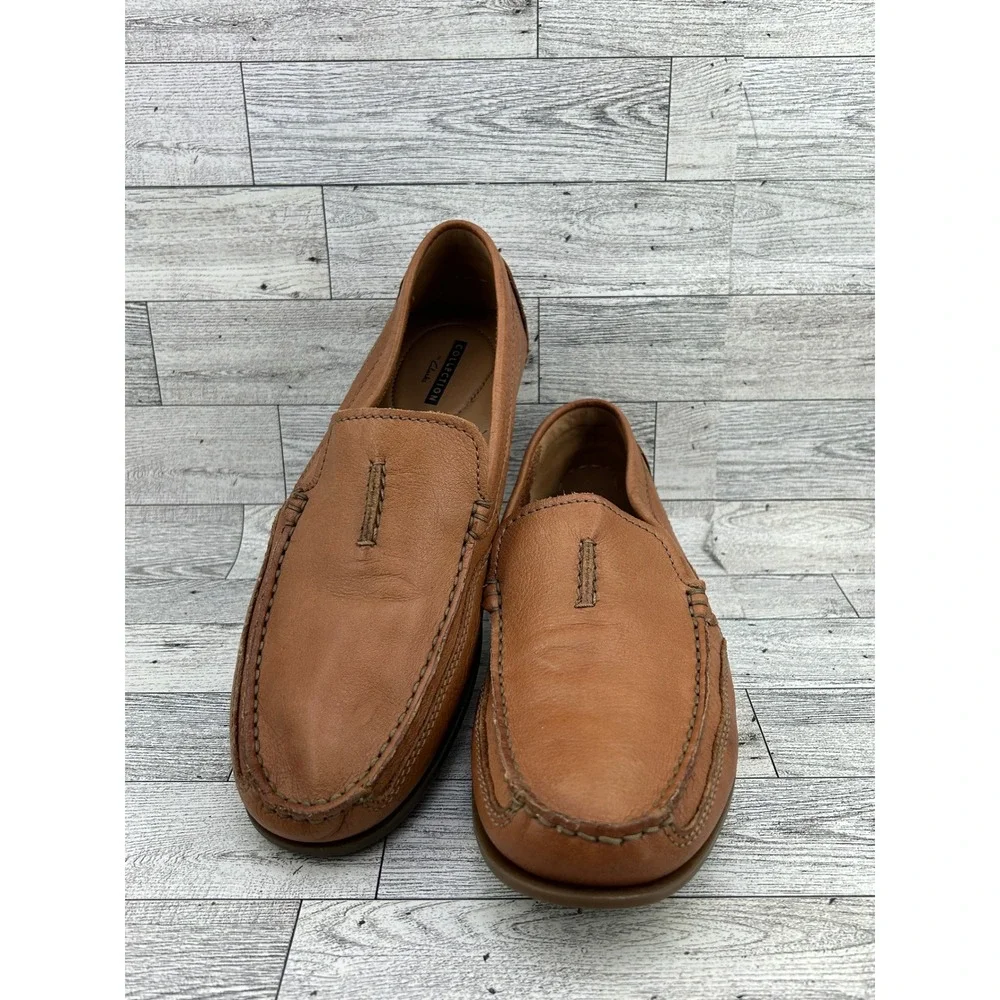 Clarks Men Tan Leather Slip On Loafers‎ Cushion Soft Shoes Sz 8.5M 261342907075